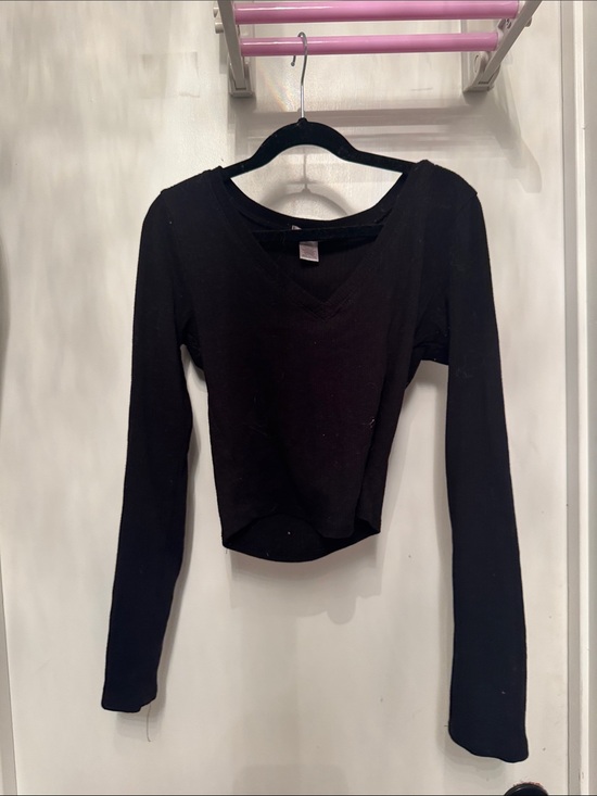 Bozzolo Tops - Bozzolo Black Long Sleeve V-Neck Top
